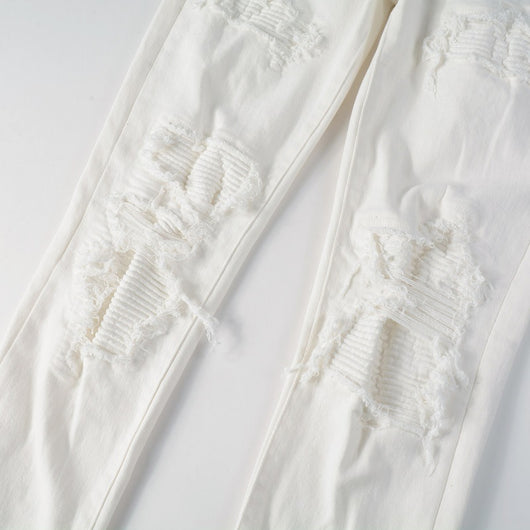 Jeans Slim Fit con Parches Rotos y Cintura Elástica para Hombre - Image 3