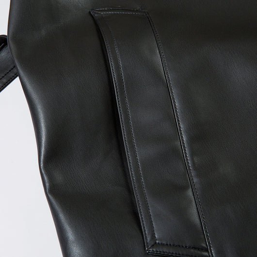 Abrigo de Cuero PU Estilo Americano con Cinturón para Hombre - Otoño e Invierno - Image 3
