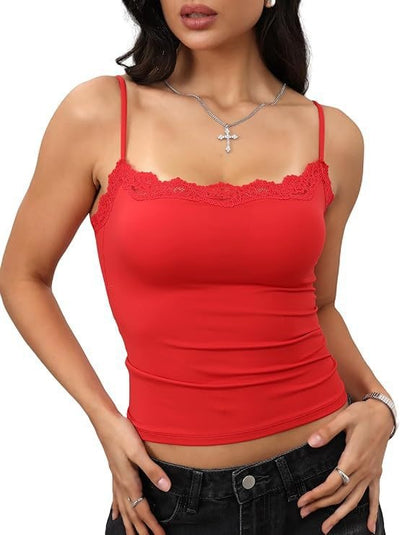 Camiseta Sexy de Encaje con Cuello Cuadrado sin Mangas - Image 20