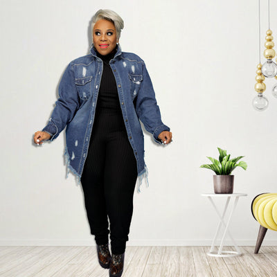 Abrigo Cardigan de Mezclilla Desgastada con Efecto Trench - Image 16