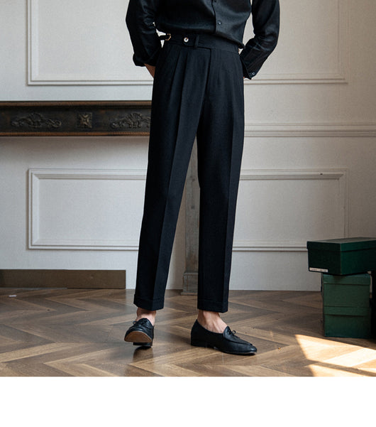 Pantalones Seersucker de Cintura Alta para Hombre - Corte Recto Casual - Image 6