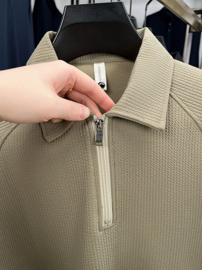 Polo Manga Larga con Textura Waffle y Cierre Medio - Estilo Americano - Image 28
