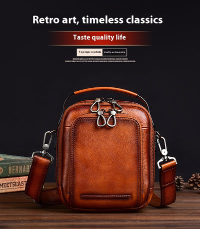 Bolsa Mensajera Casual Retro en Cuero Genuino para Hombre - Image 13
