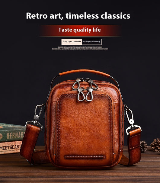 Bolsa Mensajera Casual Retro en Cuero Genuino para Hombre - Image 13