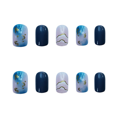 Uñas Postizas Adhesivas Azul Marino con Efecto Degradado - Image 3