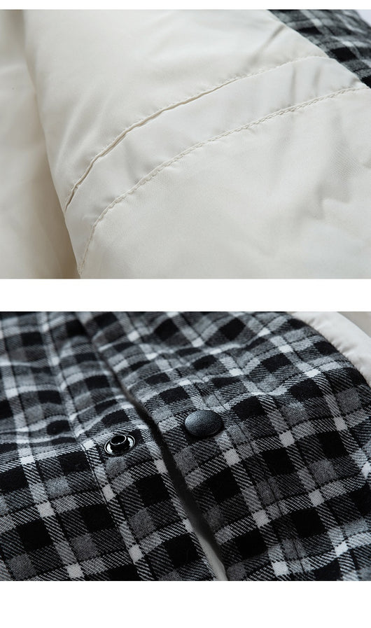 Chaqueta Acolchada con Cuello de Solapa Tipo Béisbol y Detalles Escoceses - Image 11