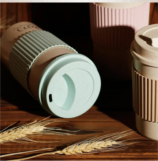 Taza Térmica Reutilizable de Fibra de Trigo con Tapa - Vaso Aislante para Café y Viajes - Image 20
