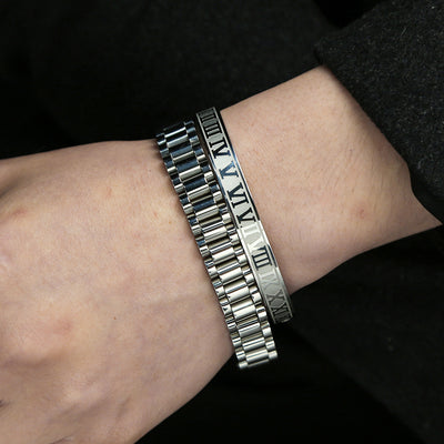 Pulsera de Acero Titanio Estilo Punk con Diseño Romano - Image 38