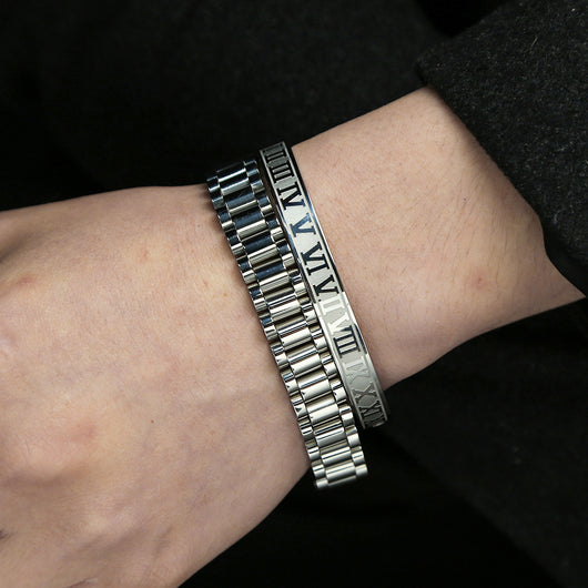 Pulsera de Acero Titanio Estilo Punk con Diseño Romano - Image 38