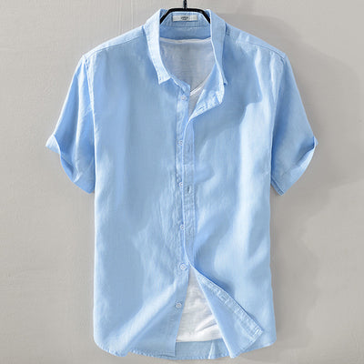 Camisa de Lino Puro Manga Corta Transpirable para Hombre - Image 14