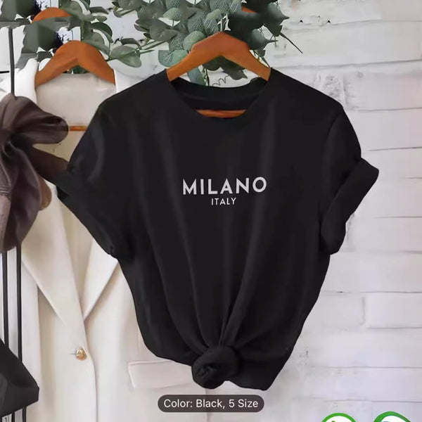 Camiseta Estampada Cuello Redondo para Primavera y Verano
