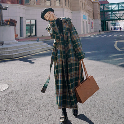 Abrigo Largo de Cuadros para Mujer - Elegancia Otoño e Invierno - Image 2