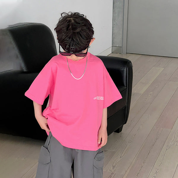 Remera Infantil Estampada con Letras - Manga Corta para Verano