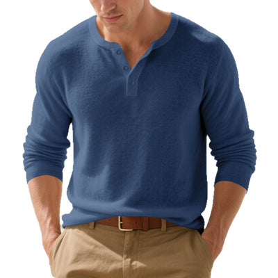 Camisa Henley Holgada de Manga Larga para Hombre - Image 5