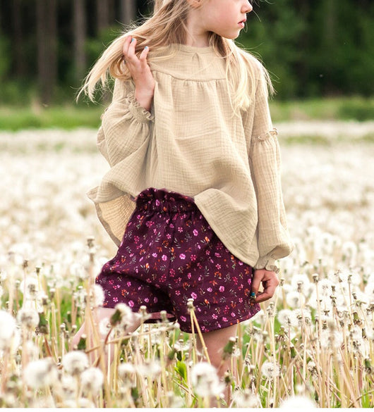 Blusa Retro de Algodón Cuello Redondo con Pliegues en el Pecho y Mangas Obispo - Image 17