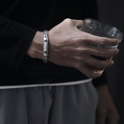 Pulsera Tejida en Plata S925 Estilo Quilla para Hombre - Image 12