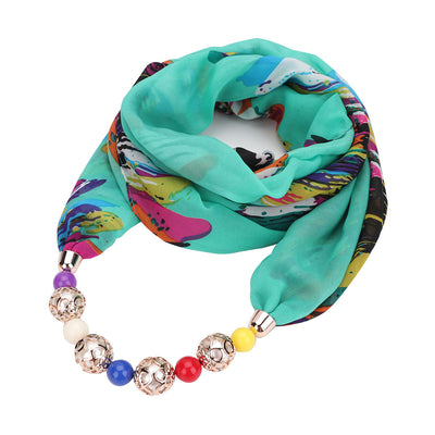 Collar Pañuelo de Chifón con Dije de Aleación Estampado - Image 14