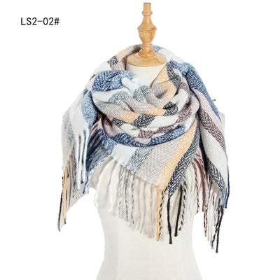 Pañuelo Cuadrado Rayado con Flecos para Mujer y Hombre - Image 72