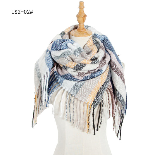 Pañuelo Cuadrado Rayado con Flecos para Mujer y Hombre - Image 72