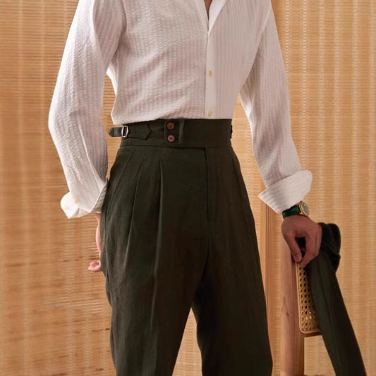 Pantalón de Vestir Italiano con Pinzas Dobles y Hebilla Paris para Hombre - Image 2