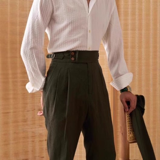 Pantalón de Vestir Italiano con Pinzas Dobles y Hebilla Paris para Hombre - Image 2
