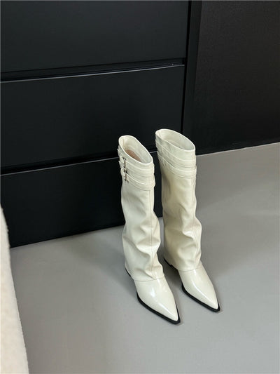 Botas Largas Hasta la Rodilla con Tacón Grueso y Punta Afilada - Image 10