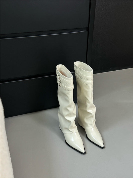Botas Largas Hasta la Rodilla con Tacón Grueso y Punta Afilada - Image 10