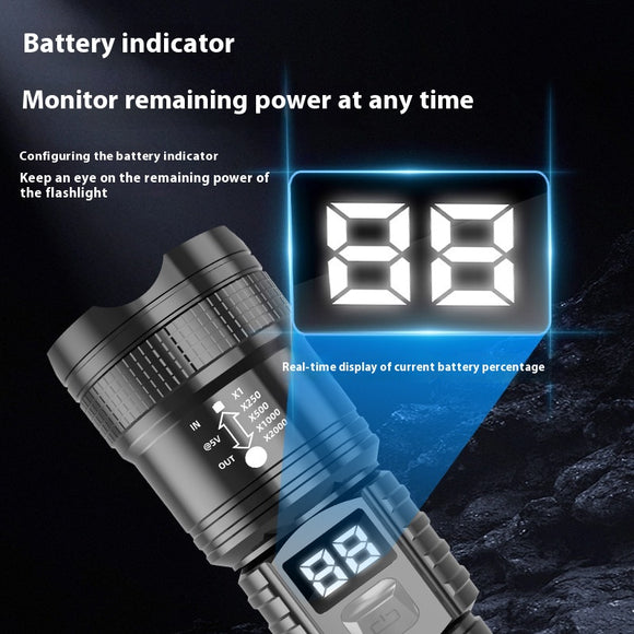 Linterna LED Zoom de Alto Rendimiento con Pantalla Digital