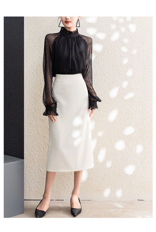 Blusa Larga de Gasa con Lunares para Mujer - Image 8