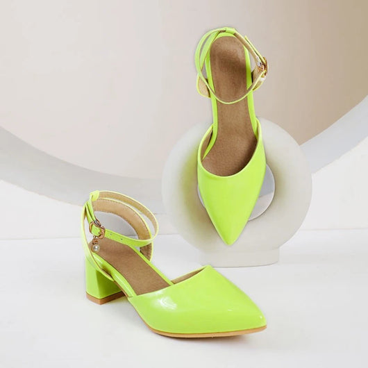 Sandalias de Tacón Grueso con Punta Afilada y Hebilla en Colores Pastel - Image 27