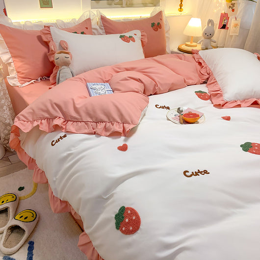 Juego de Cama Infantil 4 Piezas Estilo Princesa con Corazones - Image 22