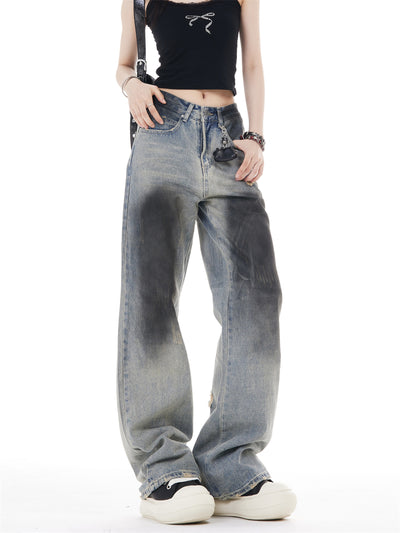 Jeans Retro de Cintura Alta y Pierna Ancha con Rotos - Image 8