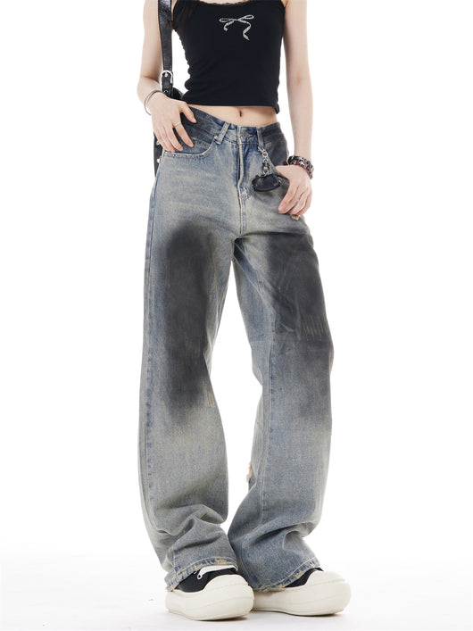 Jeans Retro de Cintura Alta y Pierna Ancha con Rotos - Image 8