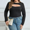 Blusa Ajustada Elegante con Detalles Calados y Mangas Largas