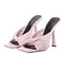 Sandalias Stiletto Plisadas Multicolor con Punta Cuadrada - Tacón Alto Verano