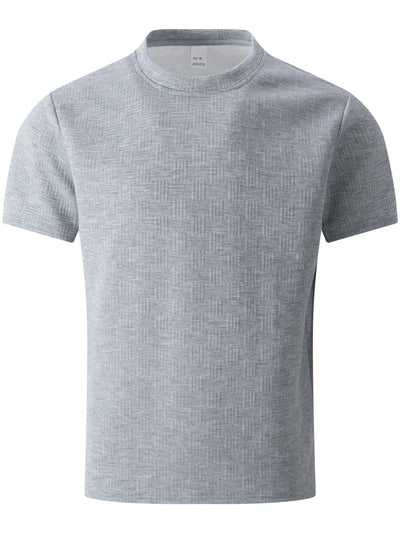 Camisa Casual Hombre Jacquard Transpirable Cuello Redondo Manga Corta - Image 11