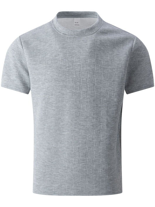 Camisa Casual Hombre Jacquard Transpirable Cuello Redondo Manga Corta - Image 11
