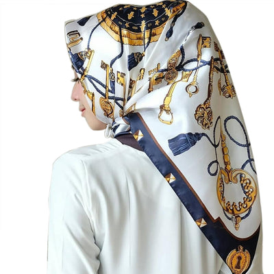Pañuelo Cuadrado Grande de Seda Simulada - Accesorio Versátil para Mujer - Image 27