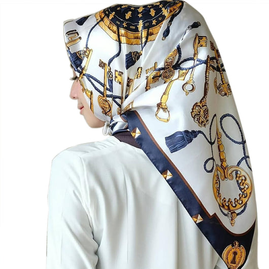 Pañuelo Cuadrado Grande de Seda Simulada - Accesorio Versátil para Mujer - Image 27