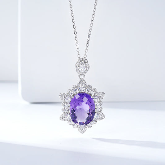 Collar Clavícula Amatista Geométrica Plata 925 Piedra Natural Elegancia Temperada