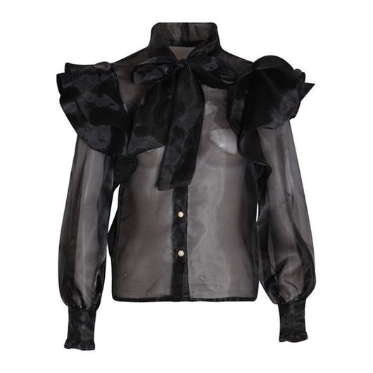 Blusa Manga Larga con Moño y Volantes para Mujer - Image 11