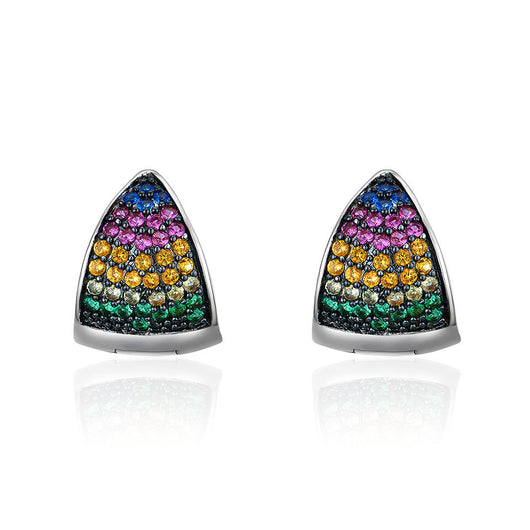 Aretes Triangulares Geométricos con Piedras de Color para Mujer - Image 7