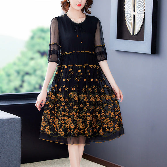 Vestido de Seda Pesada Hangzhou Verano - Elegancia Premium para Mujer