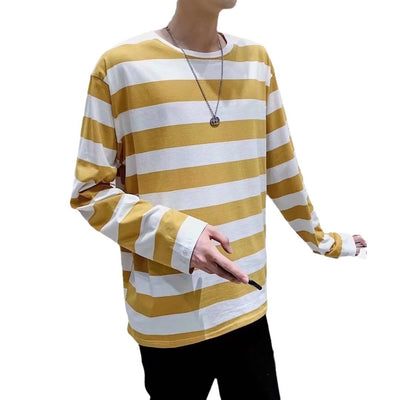 Camiseta Rayada Suelta Otoño Cuello Redondo Casual - Image 5