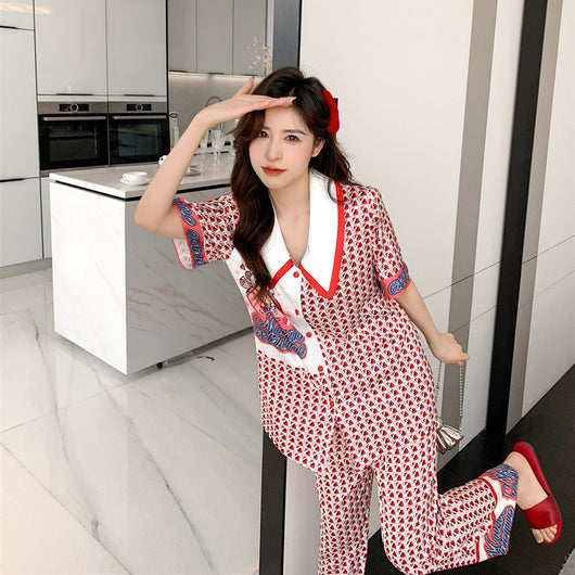Conjunto de Seda Japonesa para Casa - Cardigan y Pantalón Corto Verano