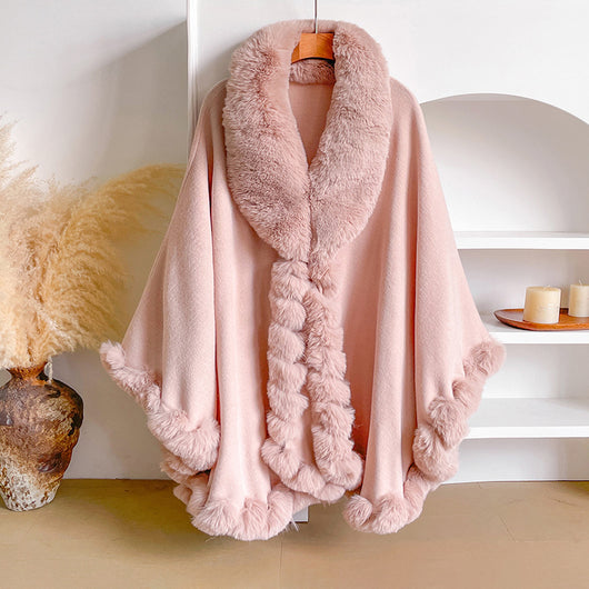 Capa Poncho Oversize con Cuello de Pelaje Irregular - Image 12