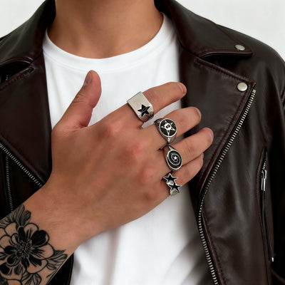 Anillo Hip-hop Estrella de Cinco Puntas Articulado para Hombre - Image 6