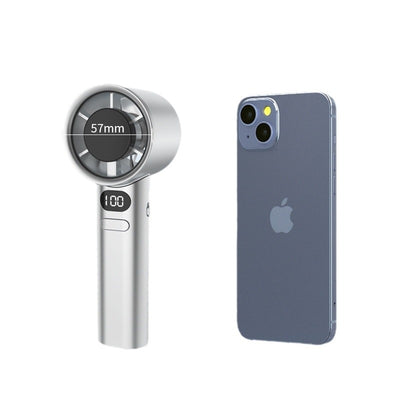 Starry Gray handheld fan with a digital display showing '100' and control buttons, featuring a sleek, modern design. - Image 5