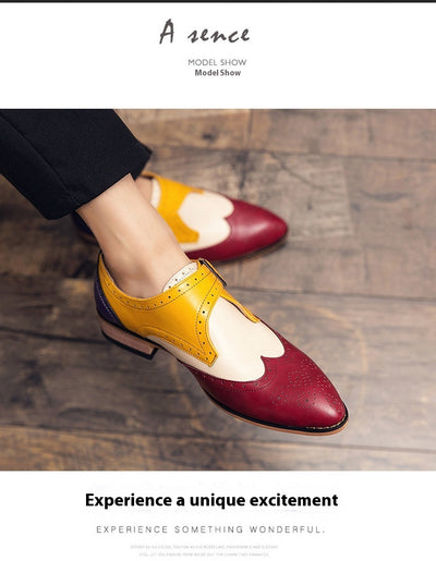 Zapatos de Cuero para Hombre con Bloques de Color - Tendencia Moderna - Image 9