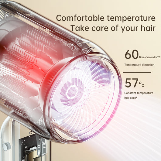 Beige 1200W hair dryer with a minimalist design, featuring a 360-degree rotating air collector nozzle and a US 110V plug. - Image 6